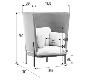 Stato Диван одноместный с высокой спинкой STA-01 1070*900*1200