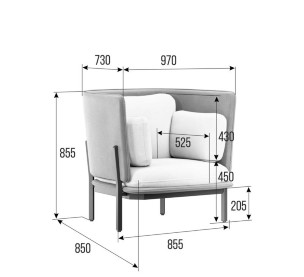 Stato Диван одноместный с низкой спинкой STA-01L 970*850*855