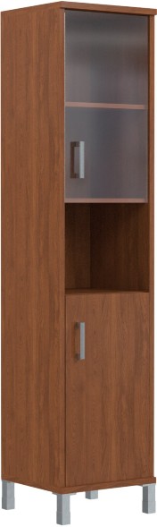 Шкаф-колонка высокая с малой стеклянной дверью и глухой B 431.10(R)  Орех Гарда 475х450х2054